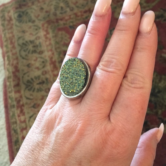 Blue green raised druzzy ring 6.5 - Picture 5 of 5